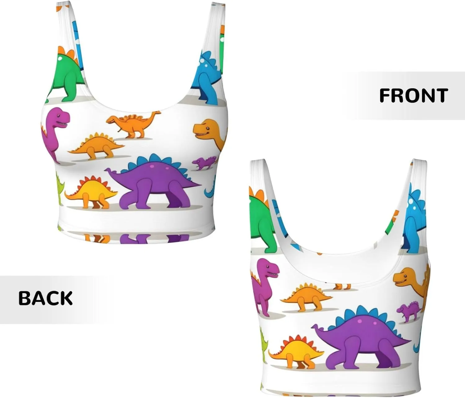 Little Dinosaur Women's Sexy Sports Vest Sleeveless Athletic Gym T-Shirts Vest U-Shaped Back Quick Dry Top
