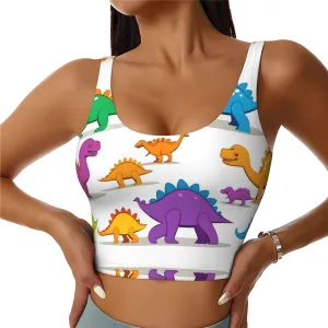 Little Dinosaur Women's Sexy Sports Vest Sleeveless Athletic Gym T-Shirts Vest U-Shaped Back Quick Dry Top