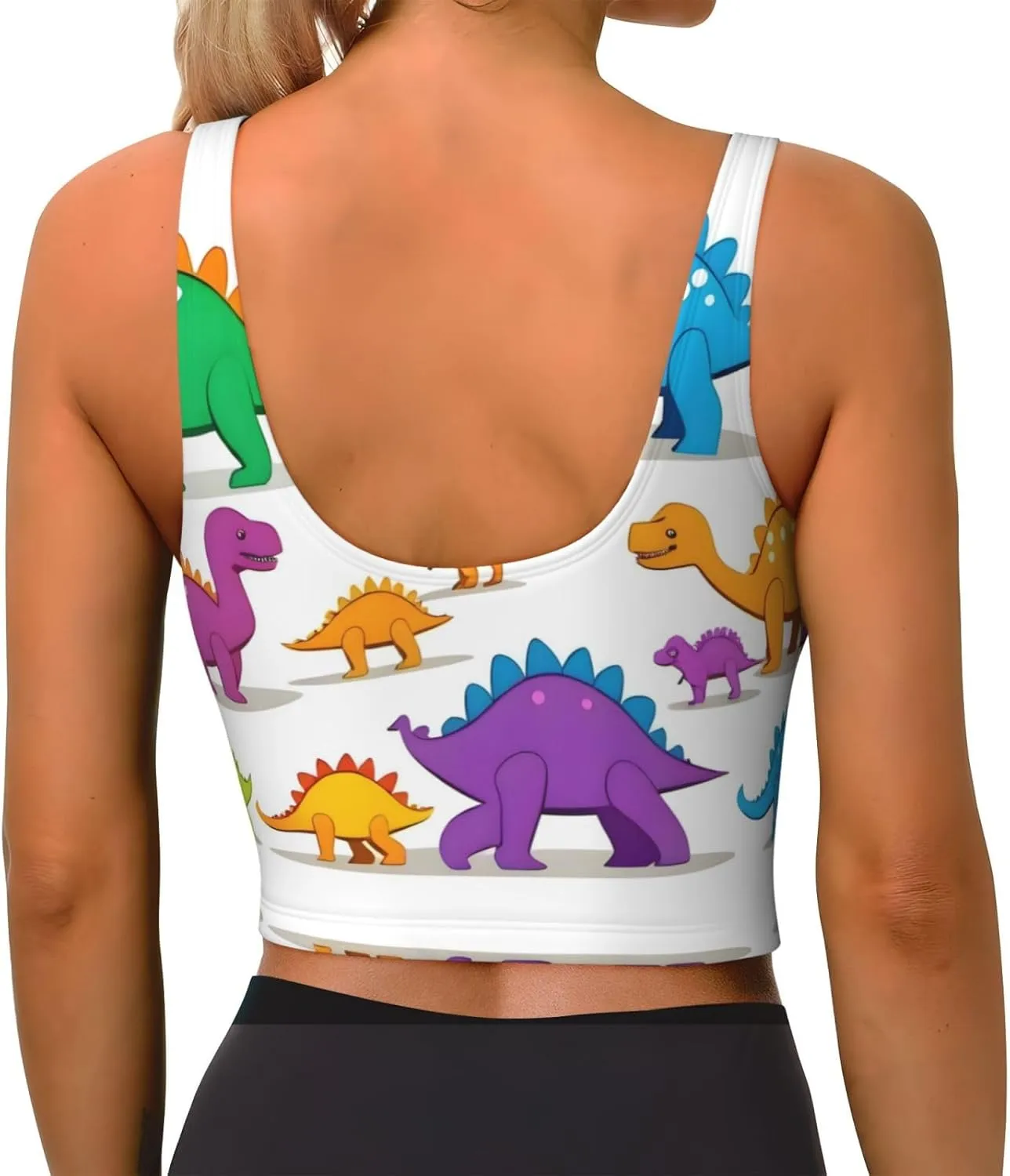 Little Dinosaur Women's Sexy Sports Vest Sleeveless Athletic Gym T-Shirts Vest U-Shaped Back Quick Dry Top