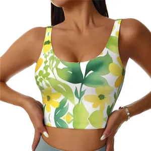 Little Yellow Flower Women's Sexy Sports Vest Sleeveless Athletic Gym T-Shirts Vest U-Shaped Back Quick Dry Top