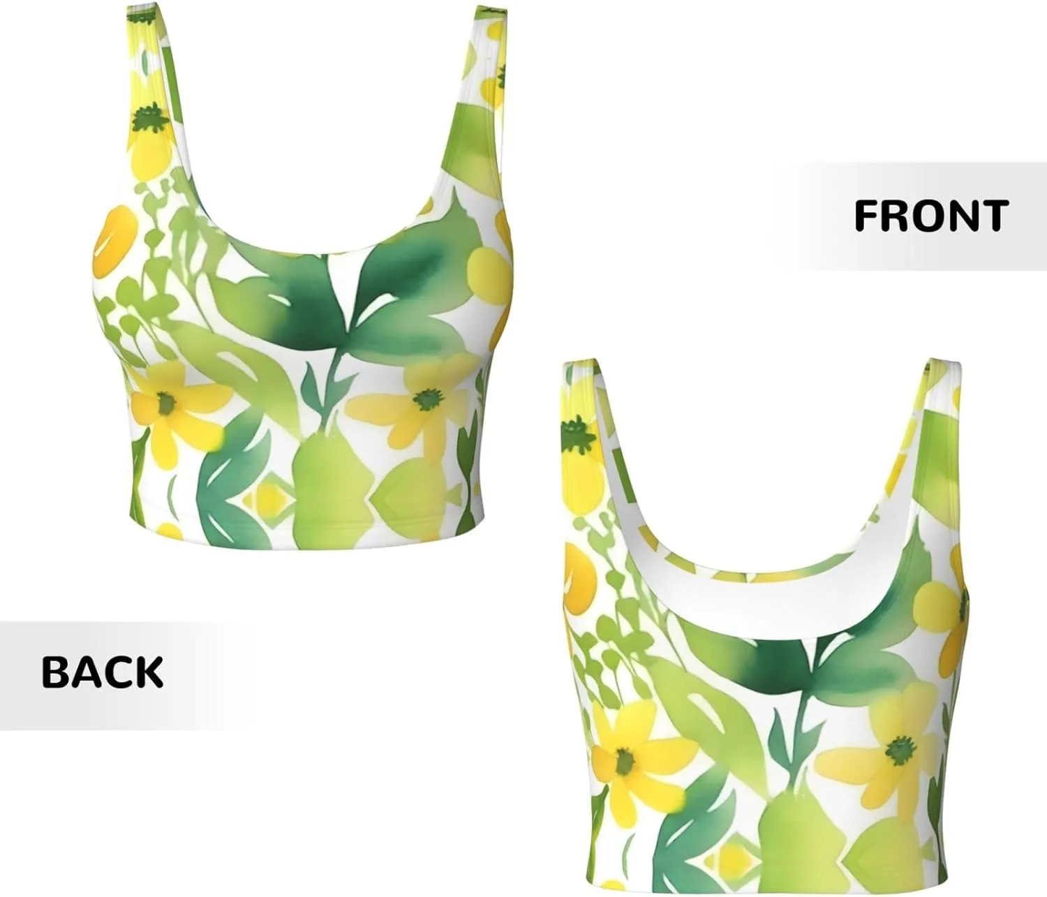 Little Yellow Flower Women's Sexy Sports Vest Sleeveless Athletic Gym T-Shirts Vest U-Shaped Back Quick Dry Top