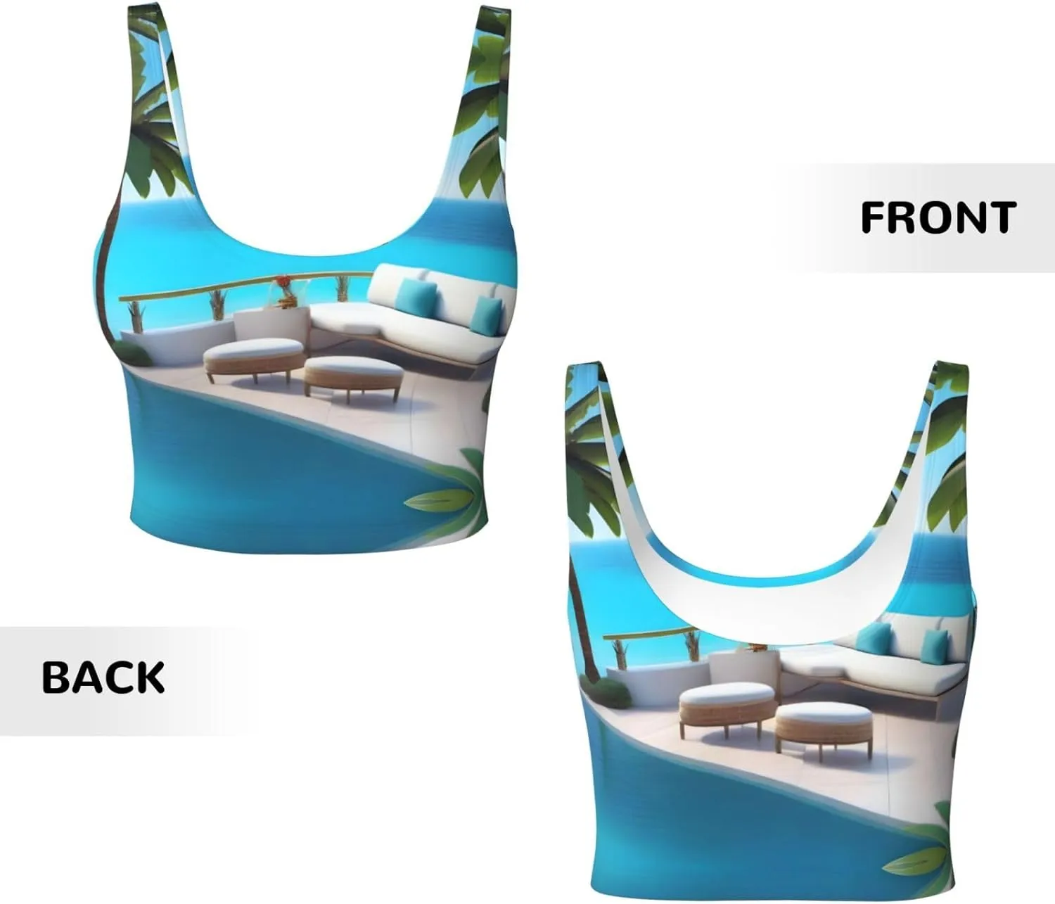 Love Island On The S Women's Sexy Sports Vest Sleeveless Athletic Gym T-Shirts Vest U-Shaped Back Quick Dry Top
