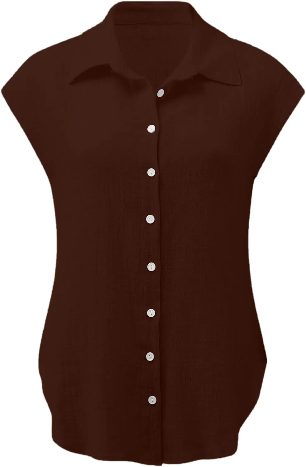 LRMQS Linen Shirts for Women Summer 2024 Button Down Lapel Cap Sleeve Shirt Tops Casual Beach Trendy Cotton Gauze Clothing