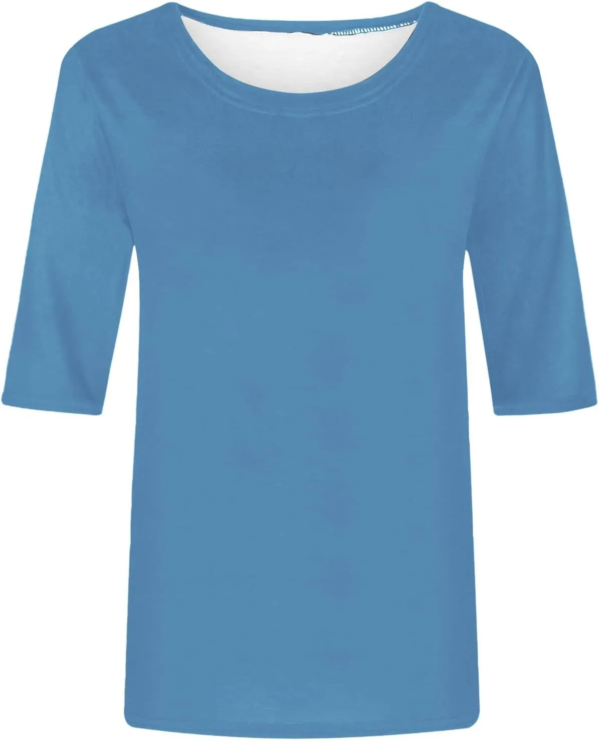 LRMQS Womens 2025 Half Sleeve Tshirt Tops Solid Color Summer Spring Fashion Crewneck Blouse Tee Trendy Woman Clothing