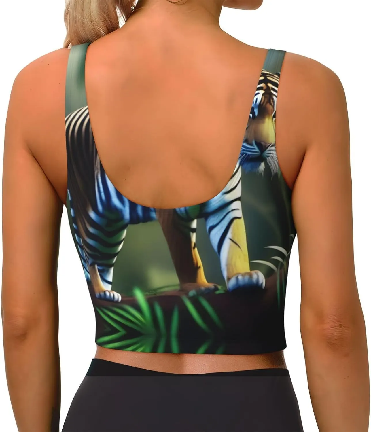 Lucky Tiger Women's Sexy Sports Vest Sleeveless Athletic Gym T-Shirts Vest U-Shaped Back Quick Dry Top