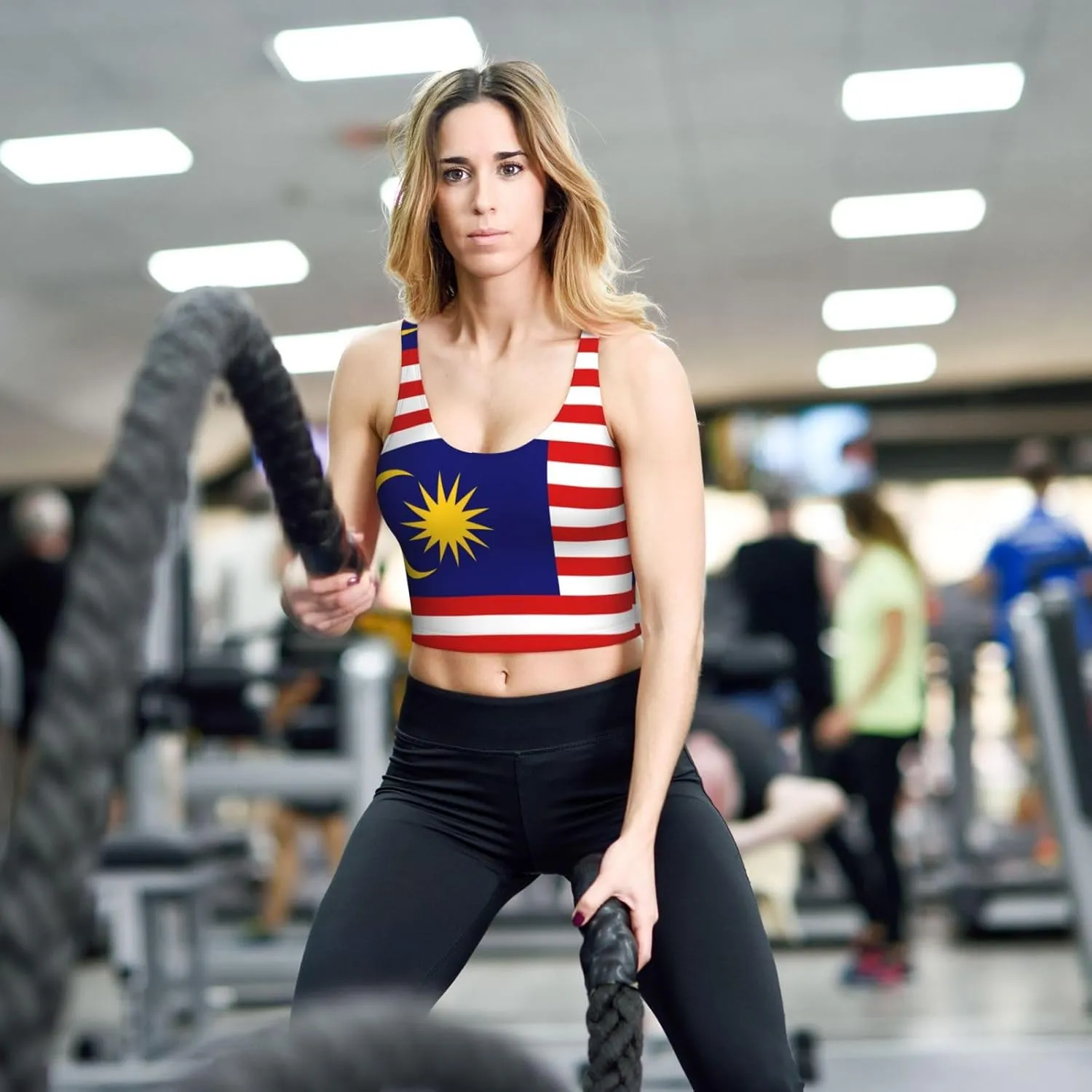 Malaysia Flag Women's Sexy Sports Vest Sleeveless Athletic Gym T-Shirts Vest U-Shaped Back Quick Dry Top