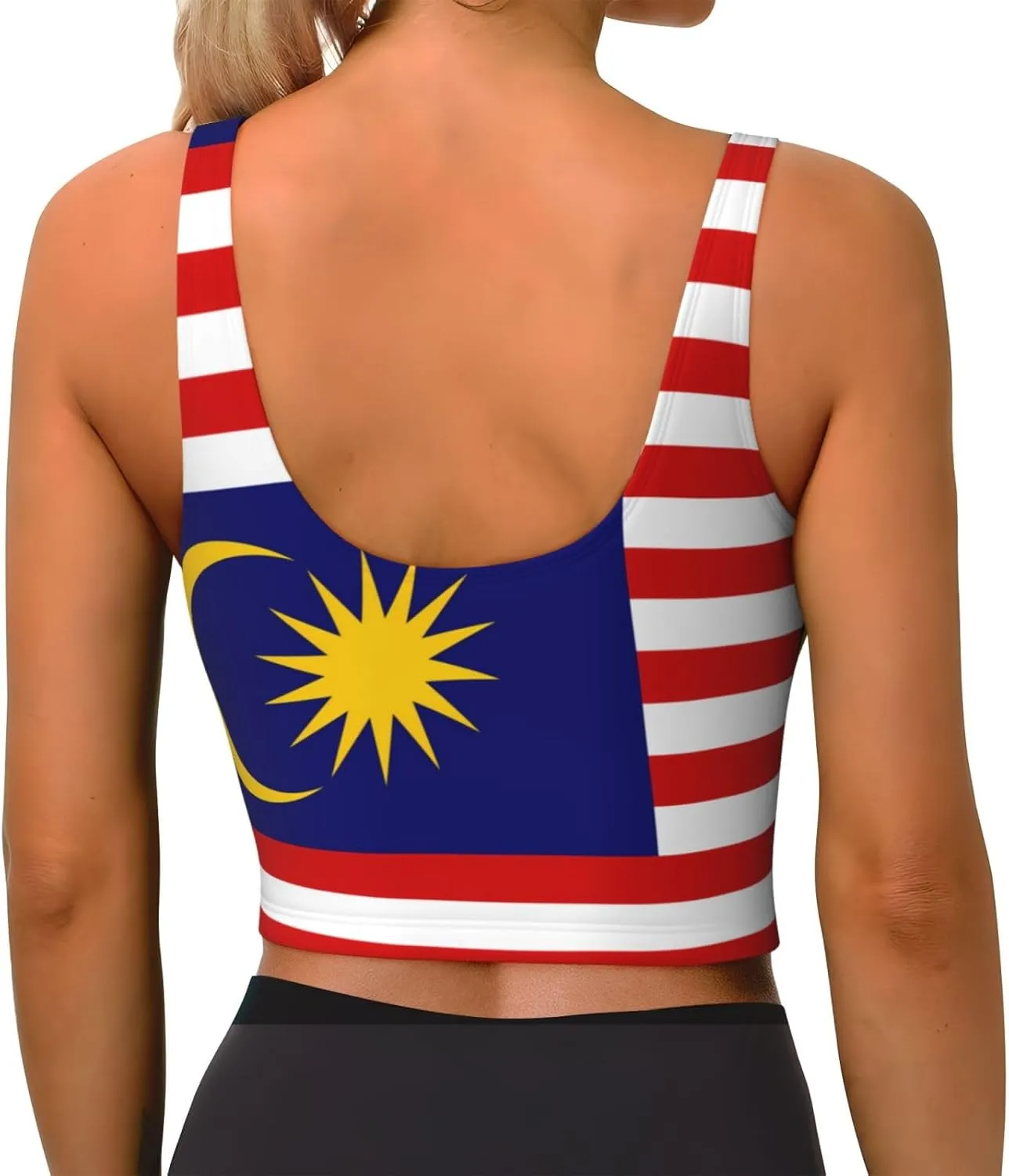 Malaysia Flag Women's Sexy Sports Vest Sleeveless Athletic Gym T-Shirts Vest U-Shaped Back Quick Dry Top