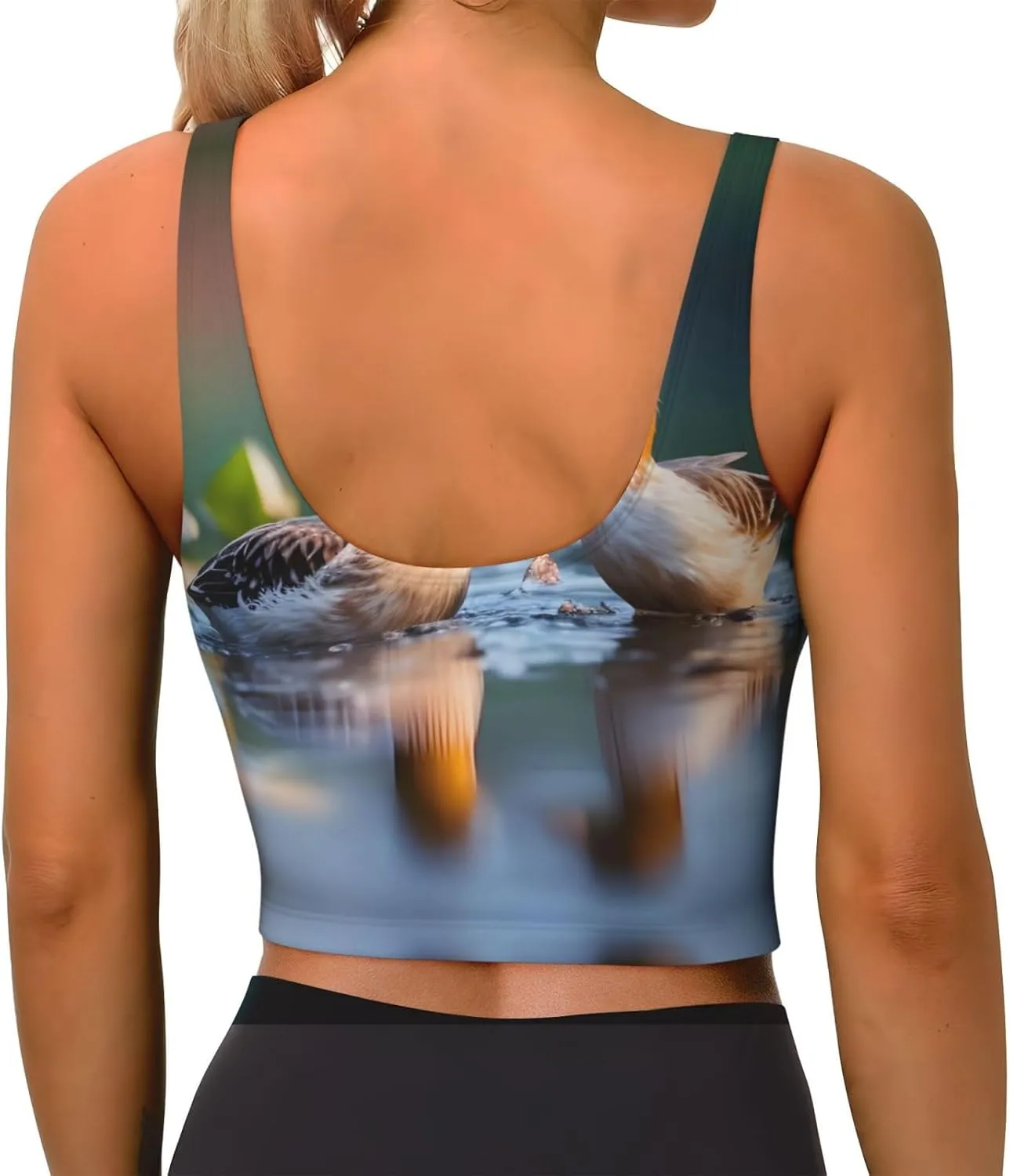 Mandarin Ducks in Water Women's Sexy Sports Vest Sleeveless Athletic Gym T-Shirts Vest U-Shaped Back Quick Dry Top