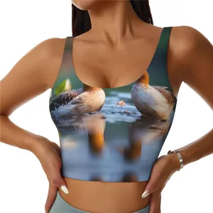 Mandarin Ducks in Water Women's Sexy Sports Vest Sleeveless Athletic Gym T-Shirts Vest U-Shaped Back Quick Dry Top
