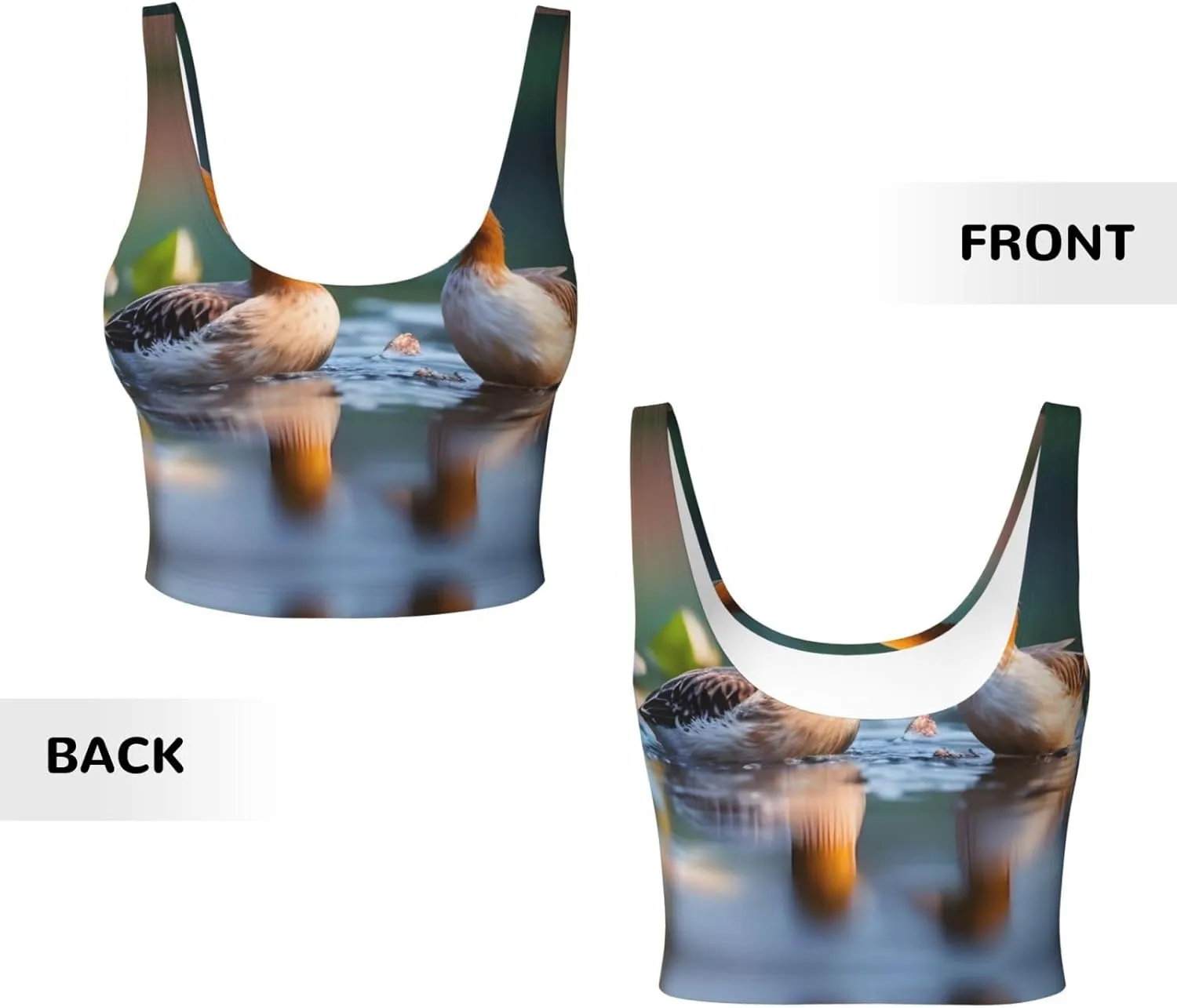 Mandarin Ducks in Water Women's Sexy Sports Vest Sleeveless Athletic Gym T-Shirts Vest U-Shaped Back Quick Dry Top