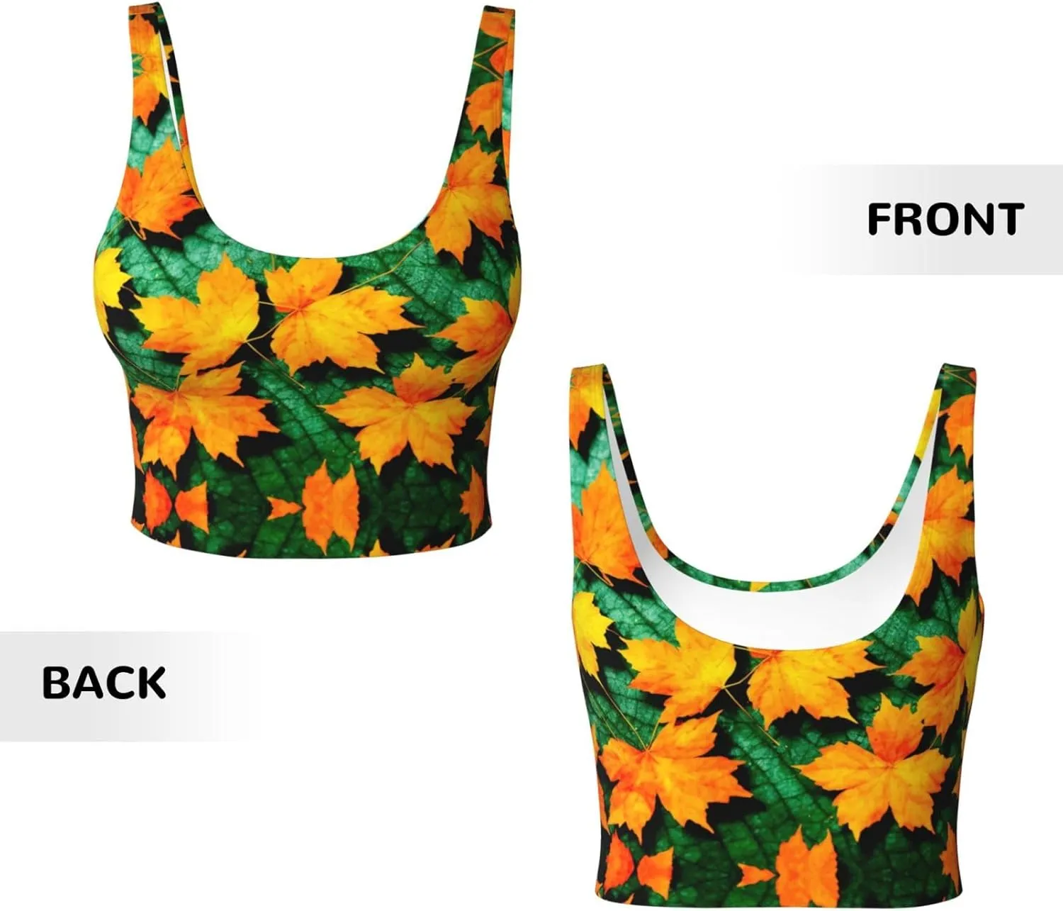 Maple Leaf Women's Sexy Sports Vest Sleeveless Athletic Gym T-Shirts Vest U-Shaped Back Quick Dry Top