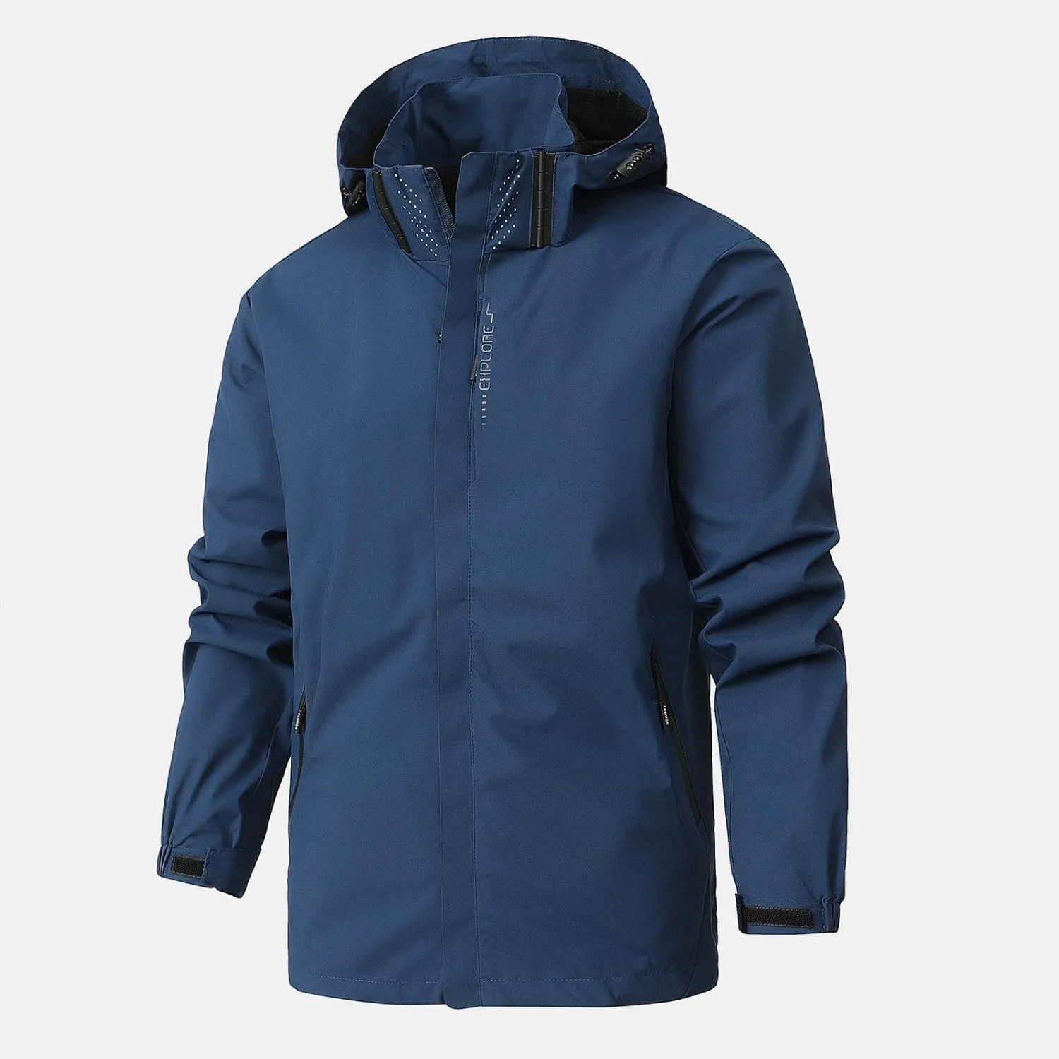 Men Waterproof Rain Jacket Casual Detachable Hood Raincoat Outdoor Lightweight Rain Shell Coat for Golf Hiking Travel