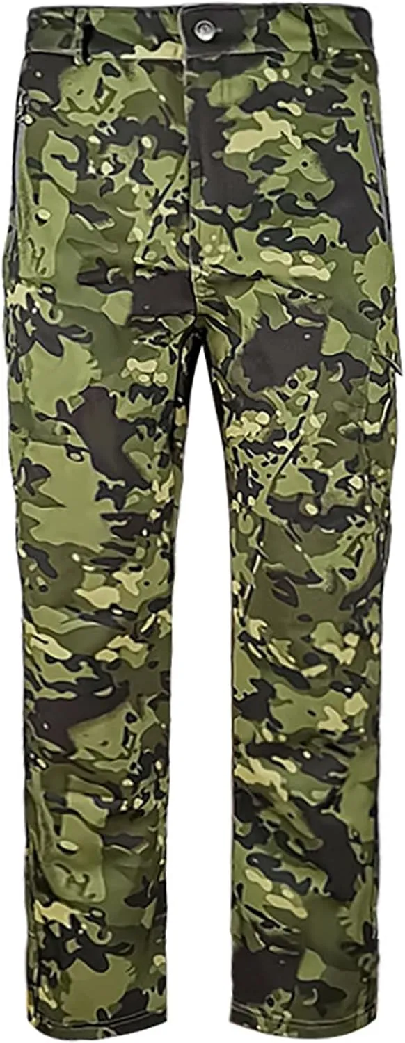 Mens Camo Pants Flexcamo - Tactical Waterproof Cargo Pants Fleece Lined Military Work Pants Warm Winter Hiking Pants