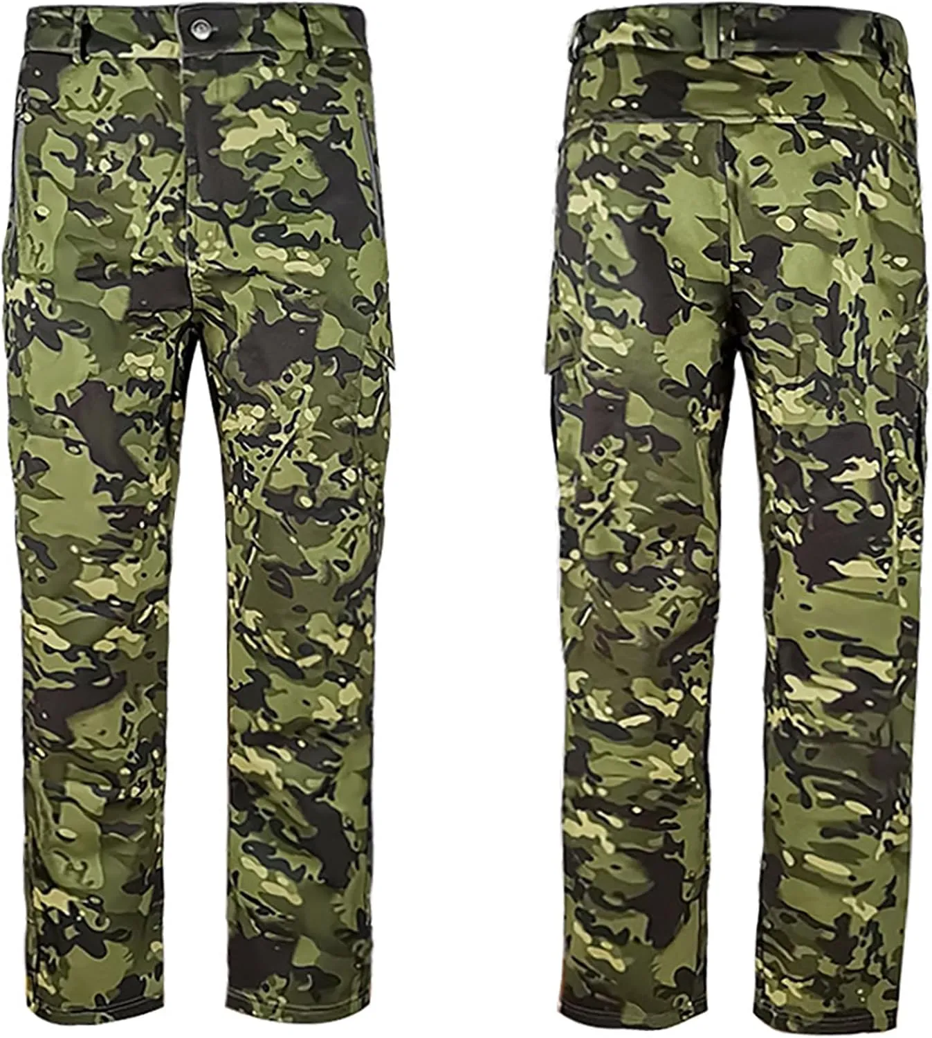 Mens Camo Pants Flexcamo - Tactical Waterproof Cargo Pants Fleece Lined Military Work Pants Warm Winter Hiking Pants
