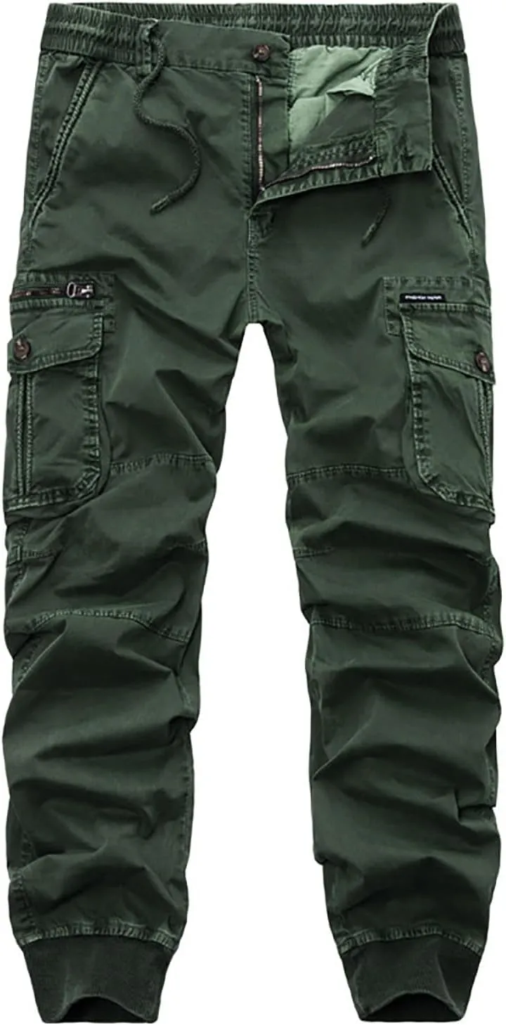 Mens Cargo Pants Slim Fit Hiking Pants Men Casual Lightweight Joggers Work Pants Multi-Pocket Military Pants
