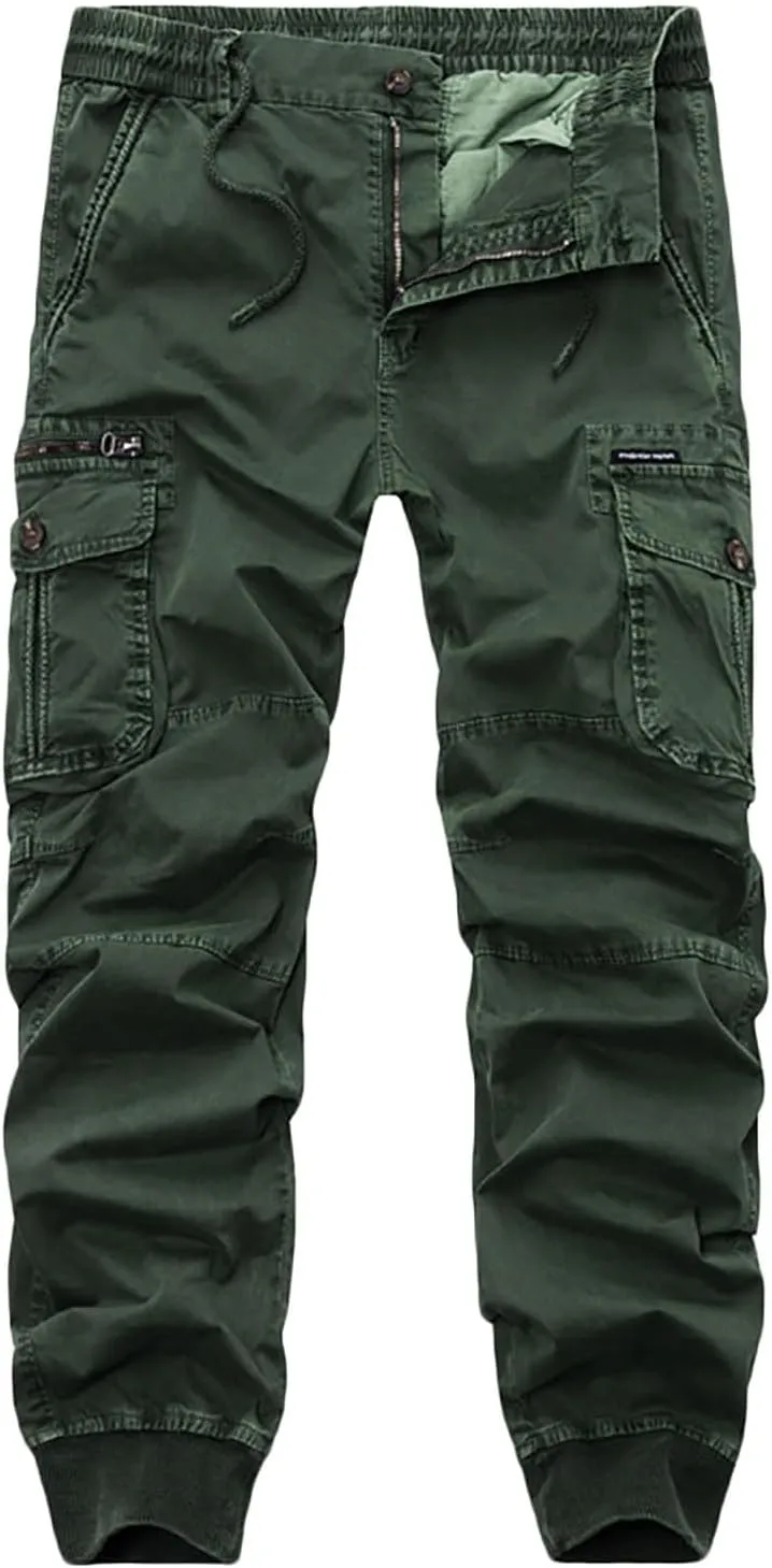 Mens Cargo Pants Slim Fit Hiking Pants Men Casual Lightweight Joggers Work Pants Multi-Pocket Military Pants