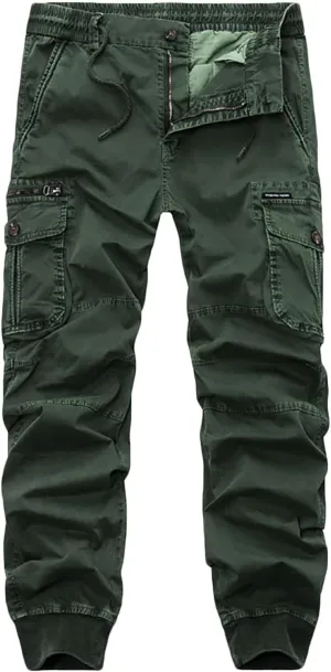 Mens Cargo Pants Slim Fit Hiking Pants Men Casual Lightweight Joggers Work Pants Multi-Pocket Military Pants