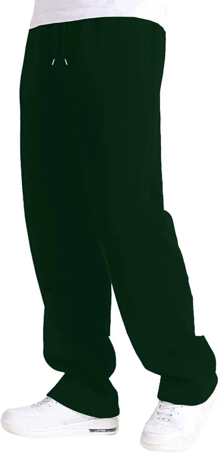 Mens Fleece Lined Joggers Pants Wide Leg Sweatpants Baggy Workout Pants Elastic Waist Cargo Pants Warm Running Pants
