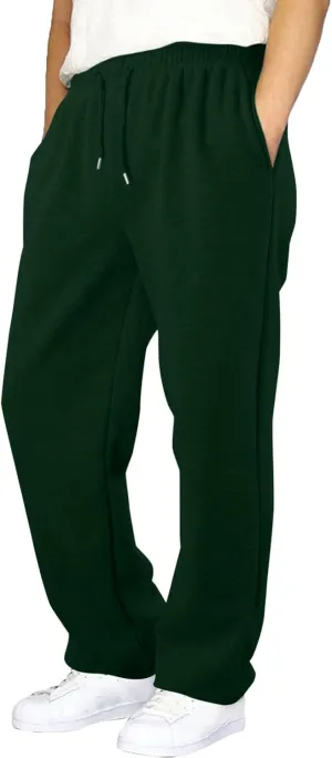 Mens Fleece Lined Joggers Pants Wide Leg Sweatpants Baggy Workout Pants Elastic Waist Cargo Pants Warm Running Pants