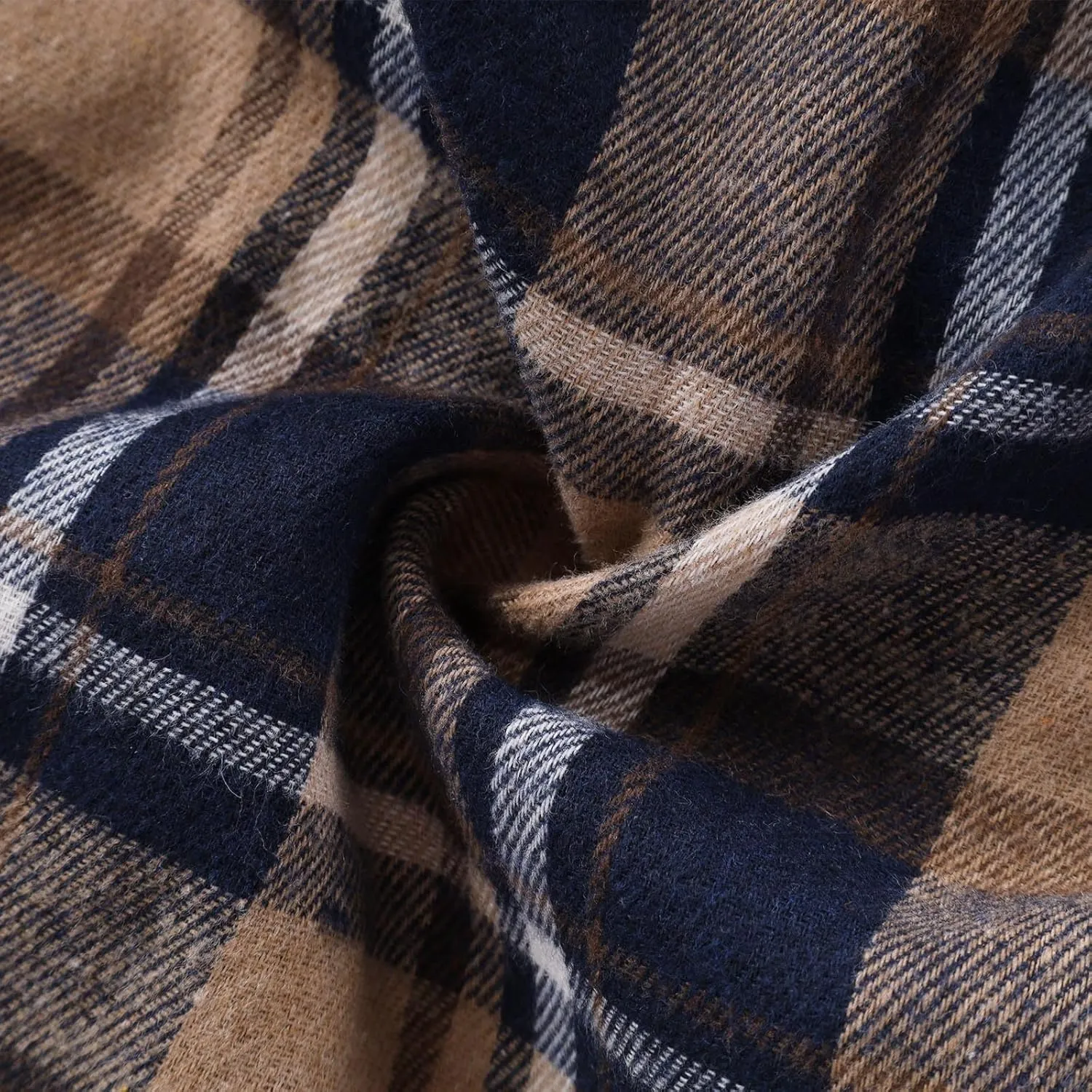 Mens Patchwork Plaid Shirt Jacket Long Sleeve Button Down Checked Hoodies Casual Flannel Shirts Outerwear Tops