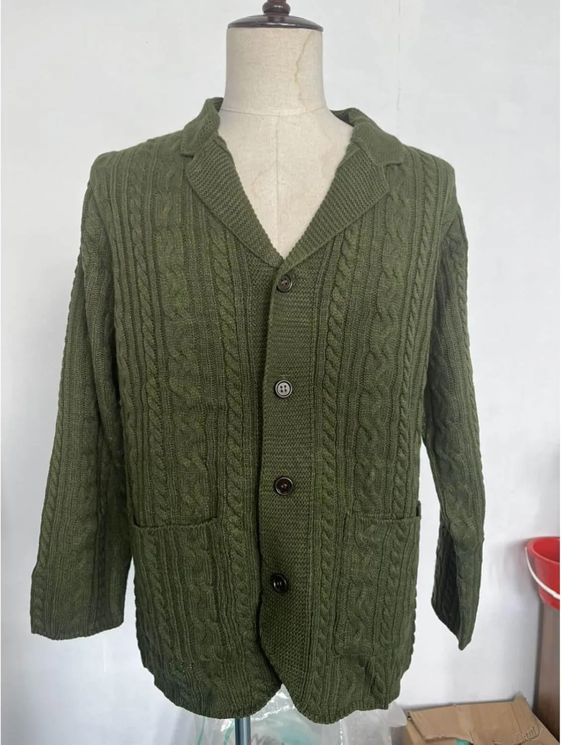Men's Pure Cotton Button Down Cardigan Sweater Lightweight Shawl Collar Knitwear