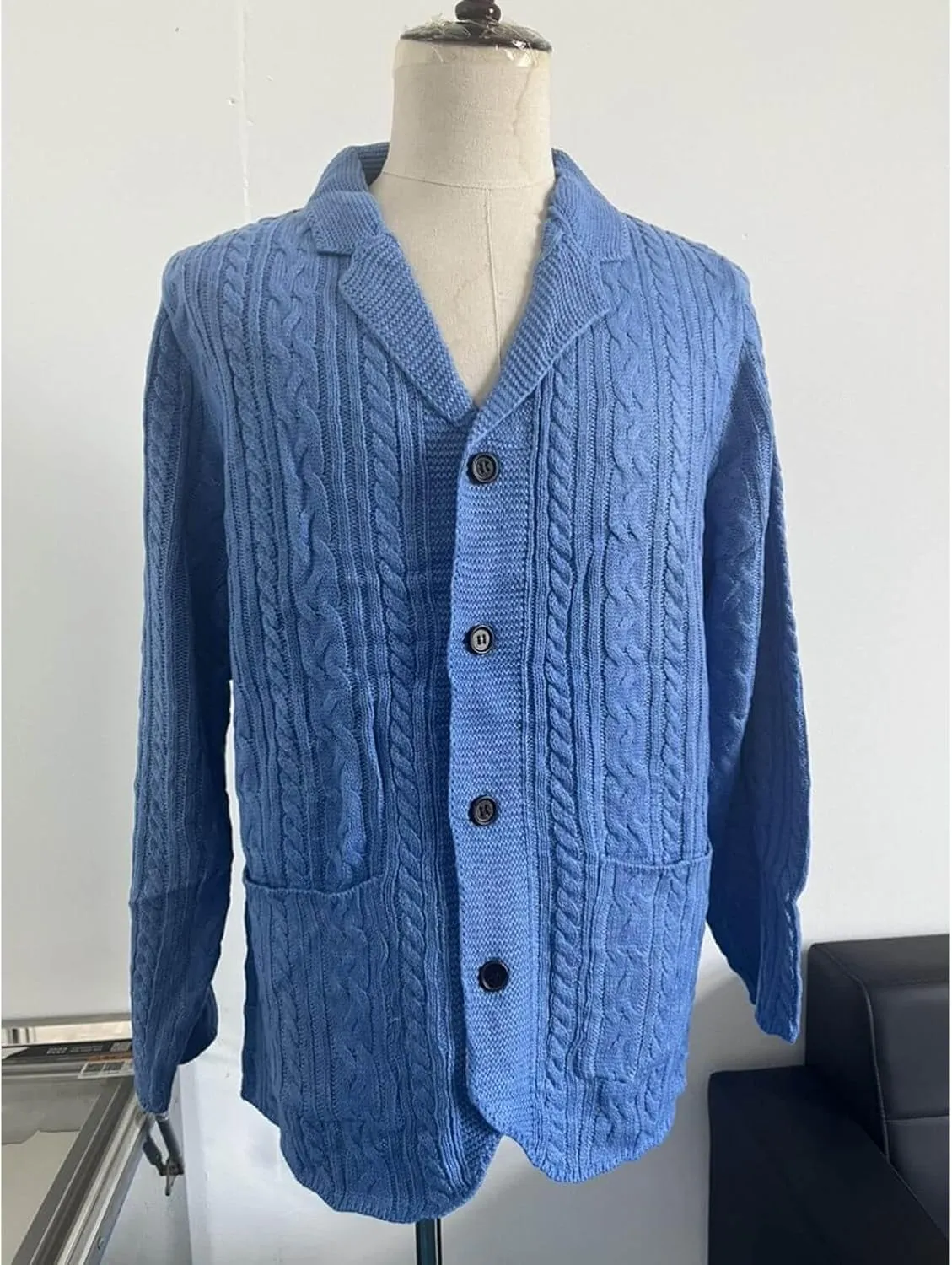 Men's Pure Cotton Button Down Cardigan Sweater Lightweight Shawl Collar Knitwear