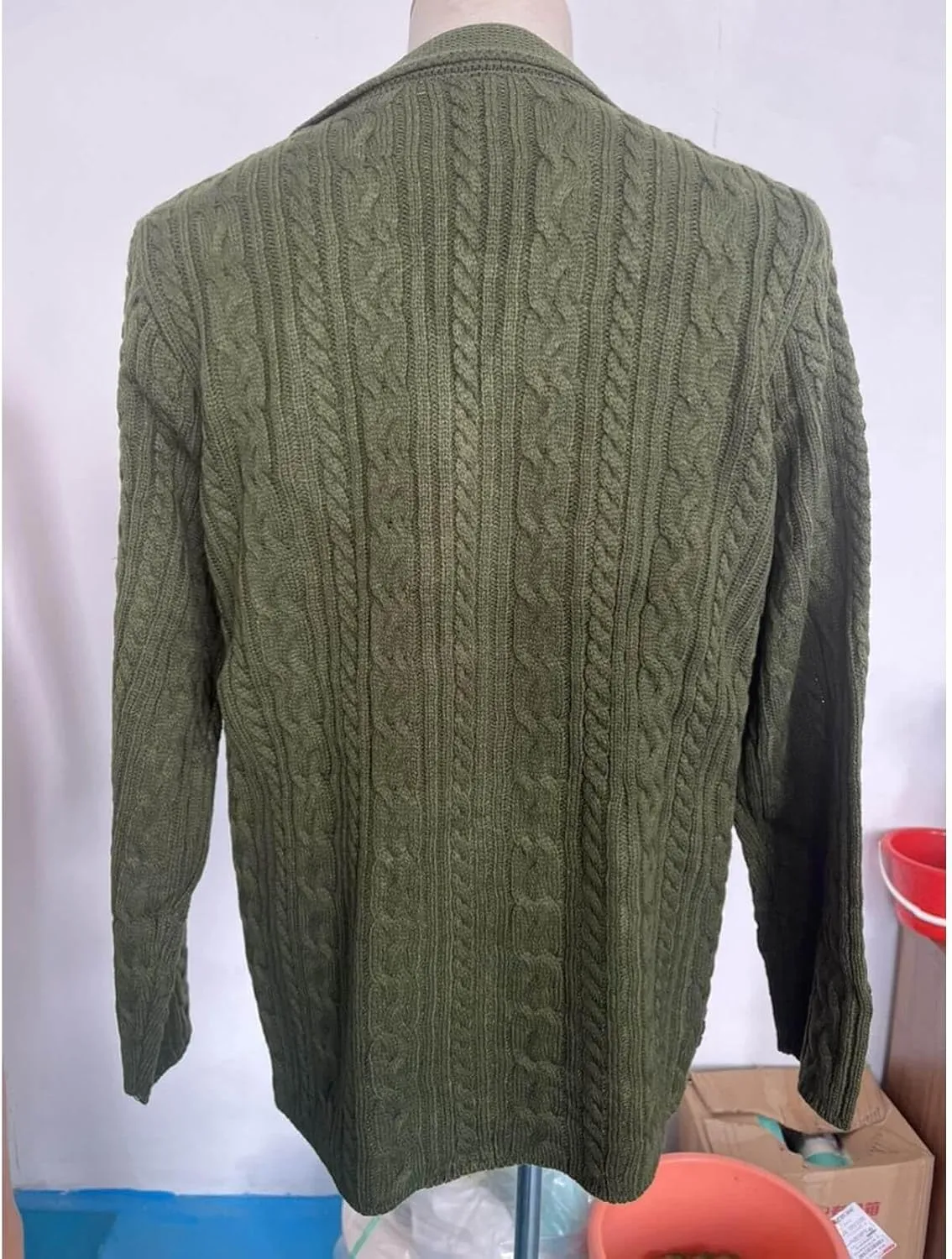 Men's Pure Cotton Button Down Cardigan Sweater Lightweight Shawl Collar Knitwear