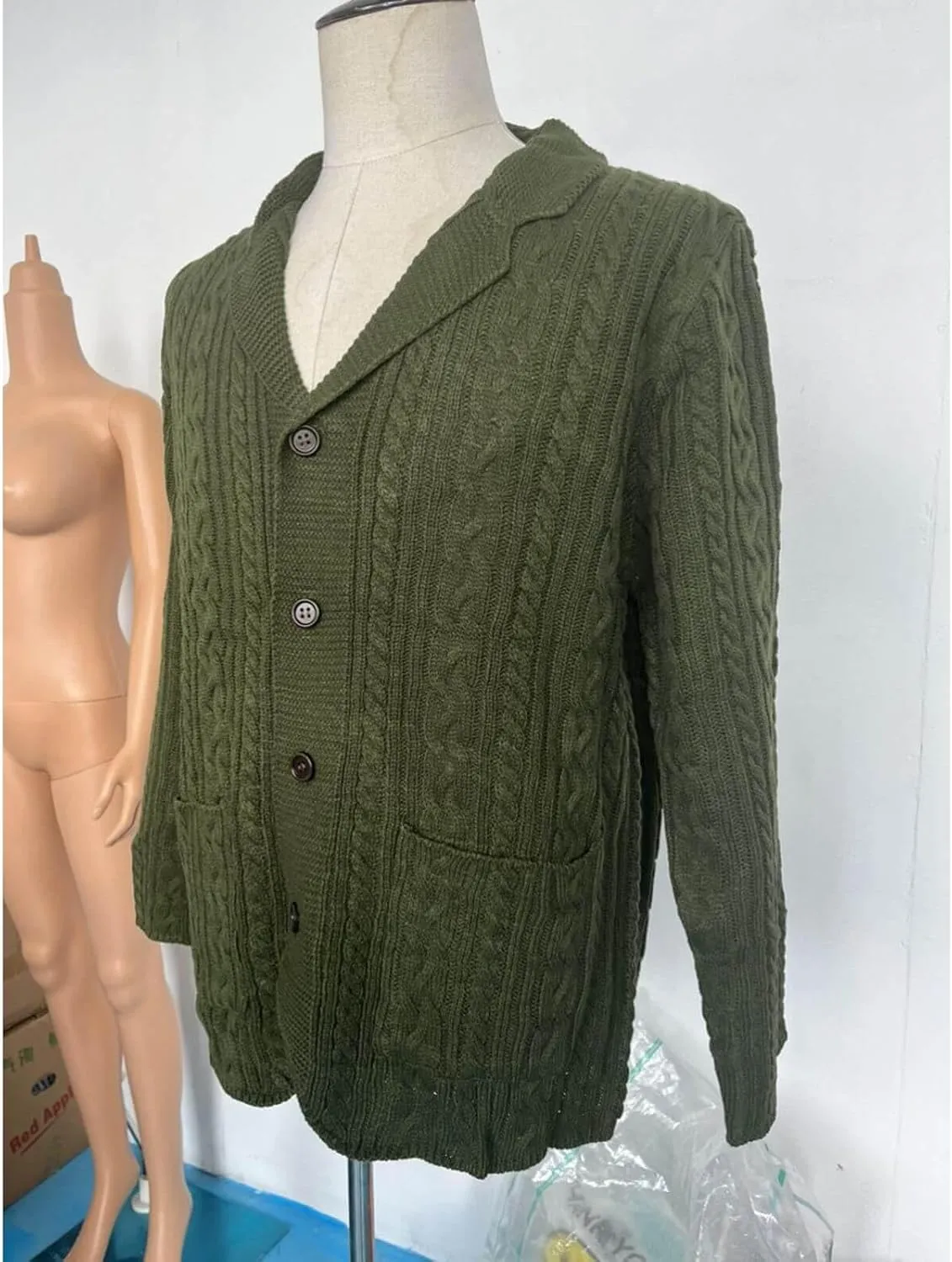 Men's Pure Cotton Button Down Cardigan Sweater Lightweight Shawl Collar Knitwear