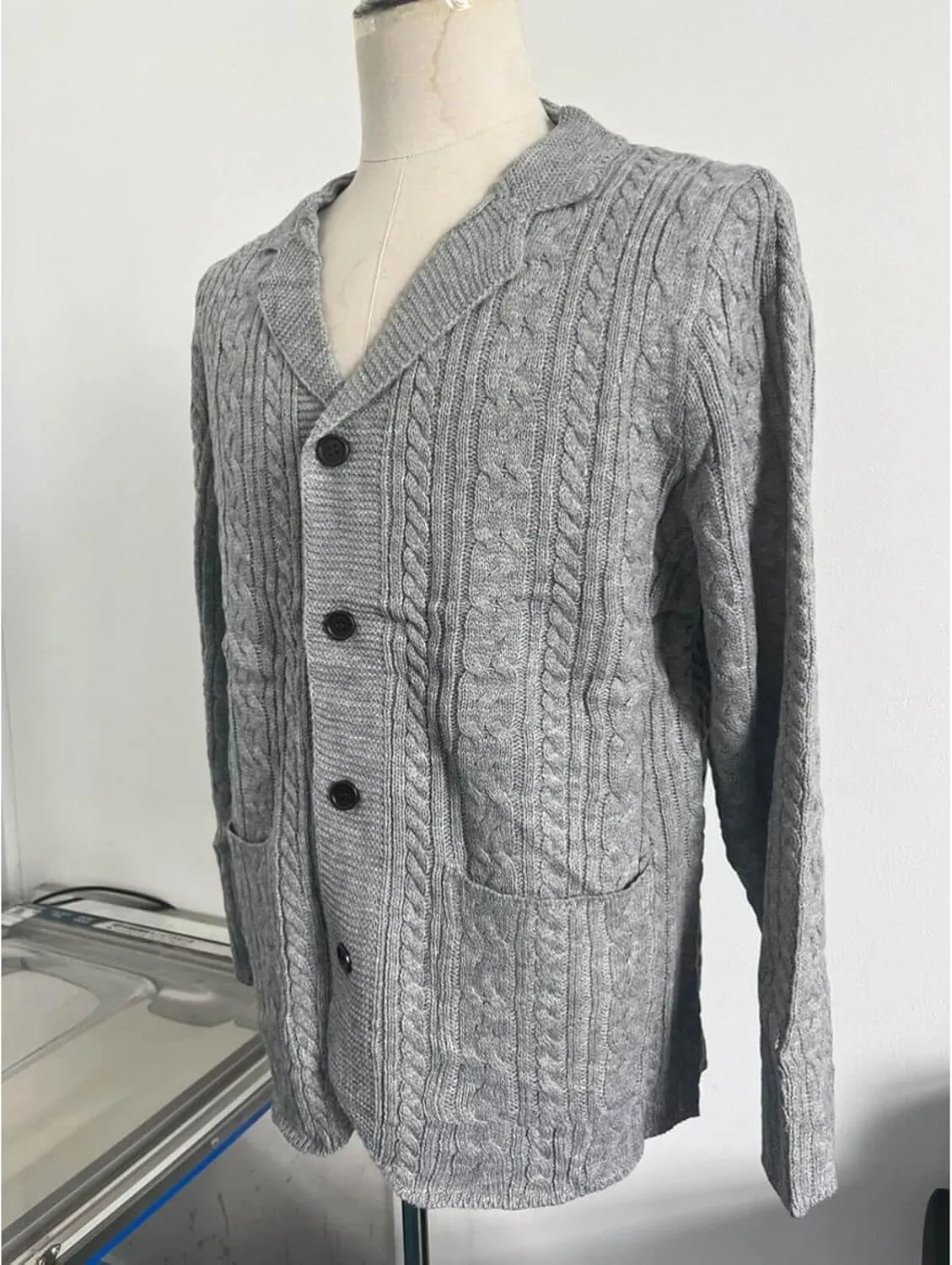 Men's Pure Cotton Button Down Cardigan Sweater Lightweight Shawl Collar Knitwear