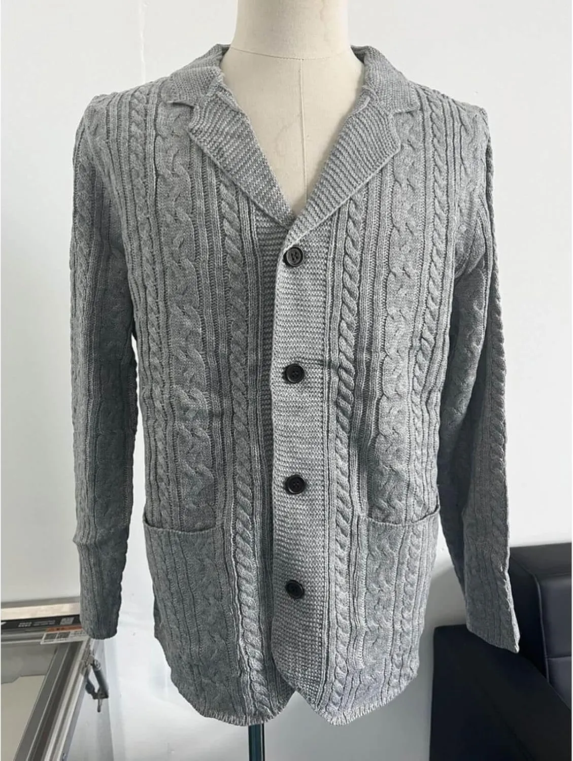 Men's Pure Cotton Button Down Cardigan Sweater Lightweight Shawl Collar Knitwear