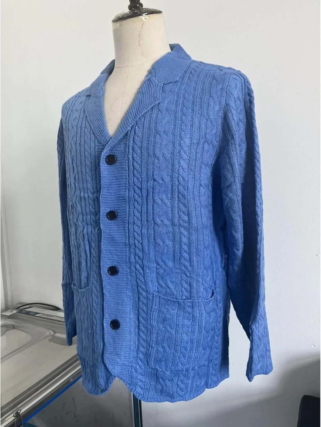 Men's Pure Cotton Button Down Cardigan Sweater Lightweight Shawl Collar Knitwear