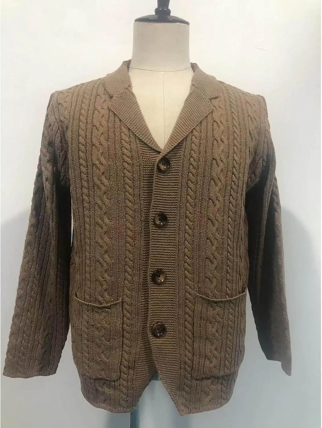Men's Pure Cotton Button Down Cardigan Sweater Lightweight Shawl Collar Knitwear