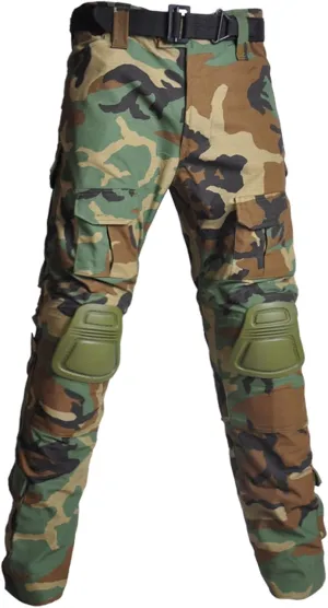 Men's Tactical Pants with Knee Pads Military Trousers Outdoor Hiking Pants Rip-Stop Camo Pants Water Resistant Pants
