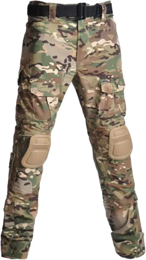 Men's Tactical Pants with Knee Pads Military Trousers Outdoor Hiking Pants Rip-Stop Camo Pants Water Resistant Pants