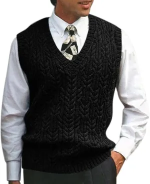 Mens V Neck Sleeveless Sweater Vest Classic Business Gentleman V Neck Knitwear Knitted Waistcoat Sweater Tank Tops