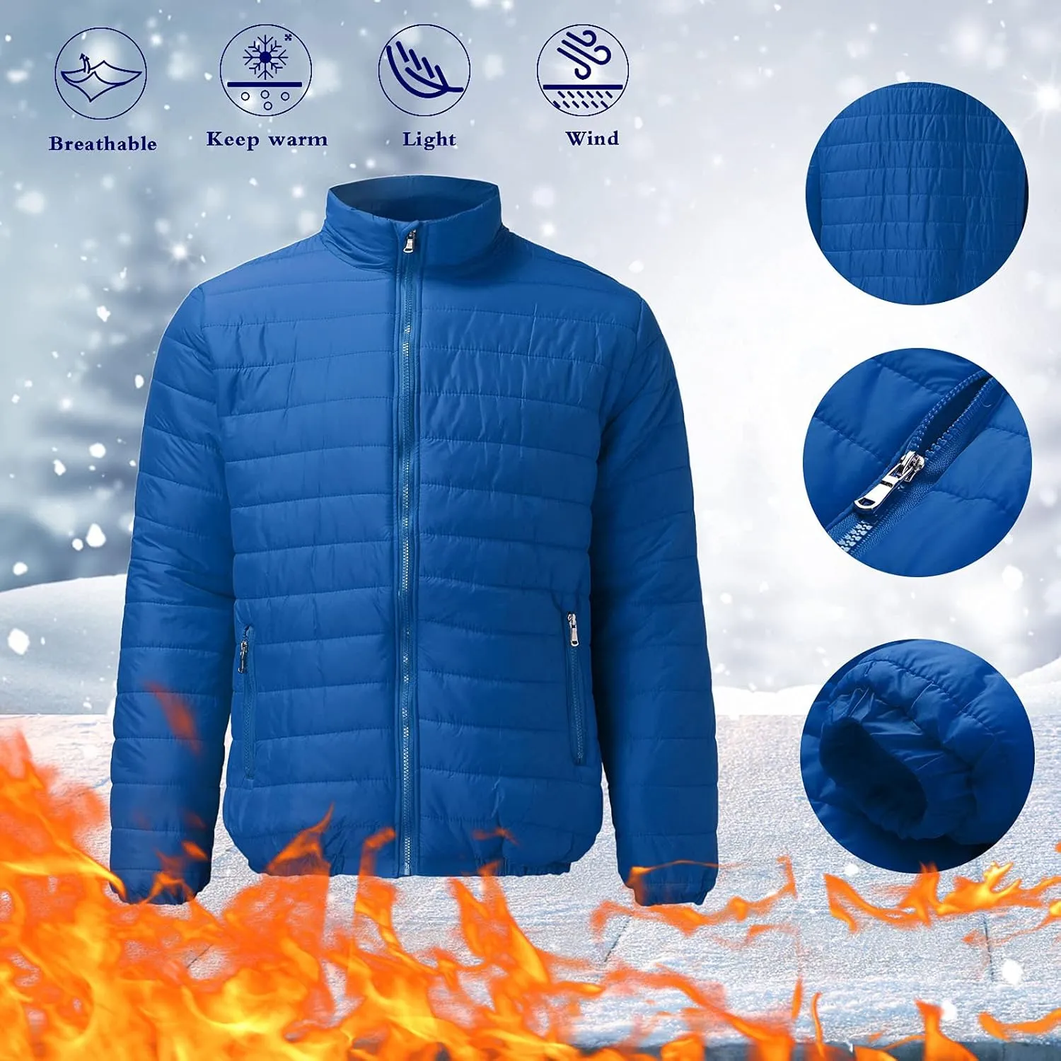 Mens Winter Down Puffer Jacket Packable Lightweight Down Jacket Windproof Outerwear Men Quilted Jackets Coat 2023