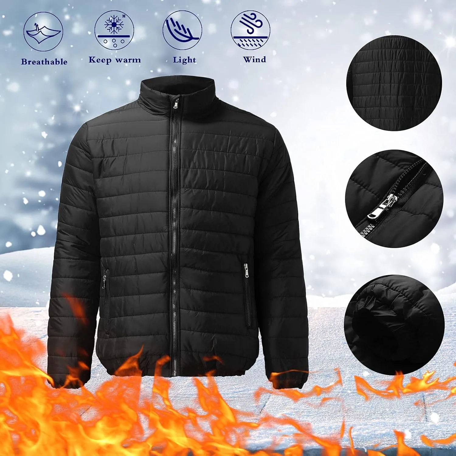 Mens Winter Down Puffer Jacket Packable Lightweight Down Jacket Windproof Outerwear Men Quilted Jackets Coat 2023