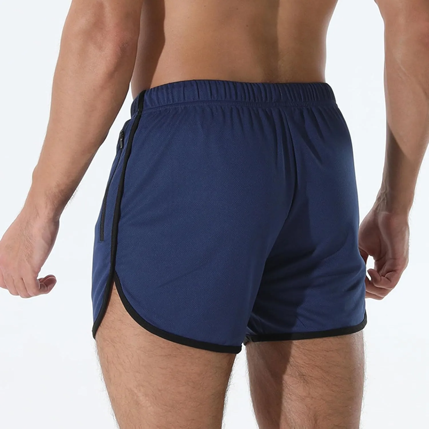 Mens Workout Shorts Athletic Lightweight Moisture Wicking 3 Inch Running Short Pants Mesh with Zipper Pockets Gym Beach