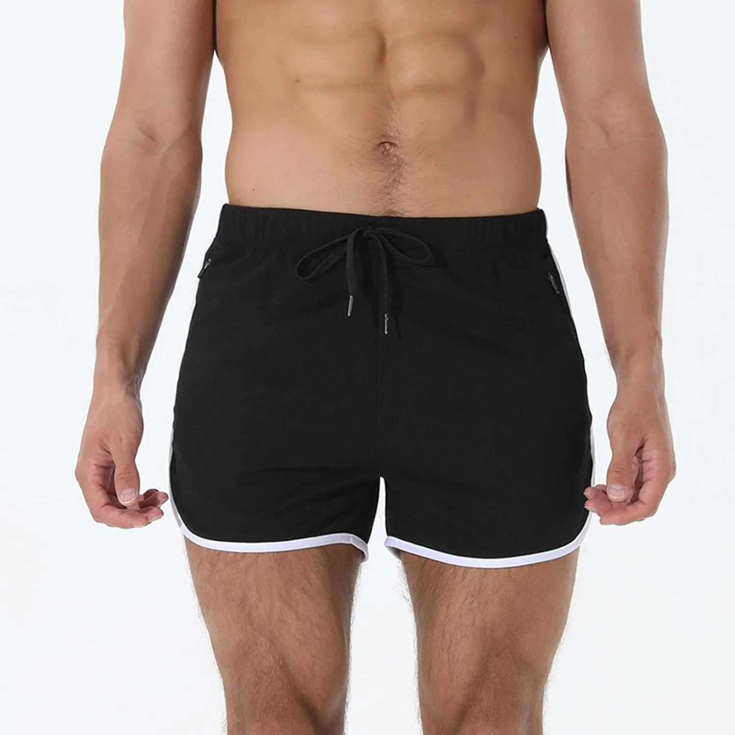 Mens Workout Shorts Athletic Lightweight Moisture Wicking 3 Inch Running Short Pants Mesh with Zipper Pockets Gym Beach