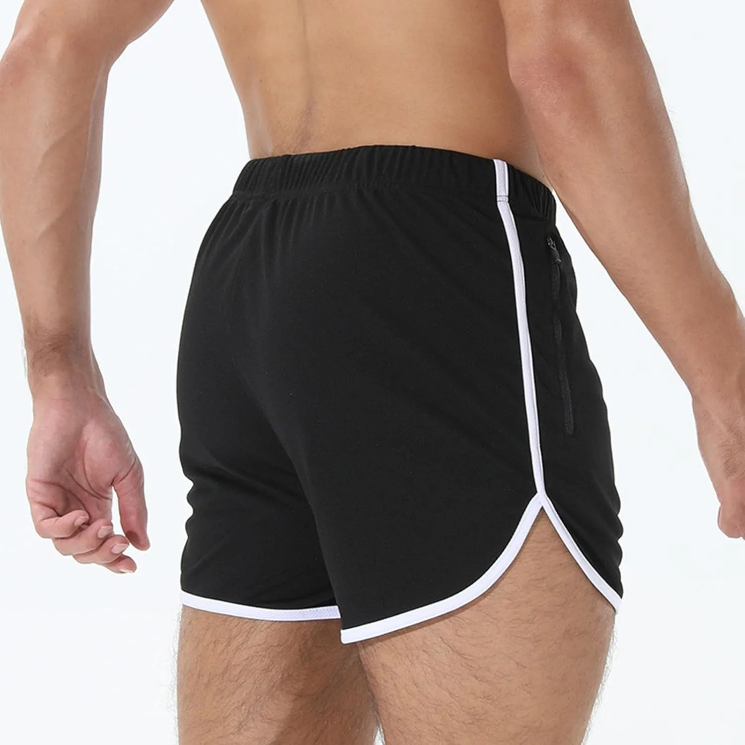 Mens Workout Shorts Athletic Lightweight Moisture Wicking 3 Inch Running Short Pants Mesh with Zipper Pockets Gym Beach