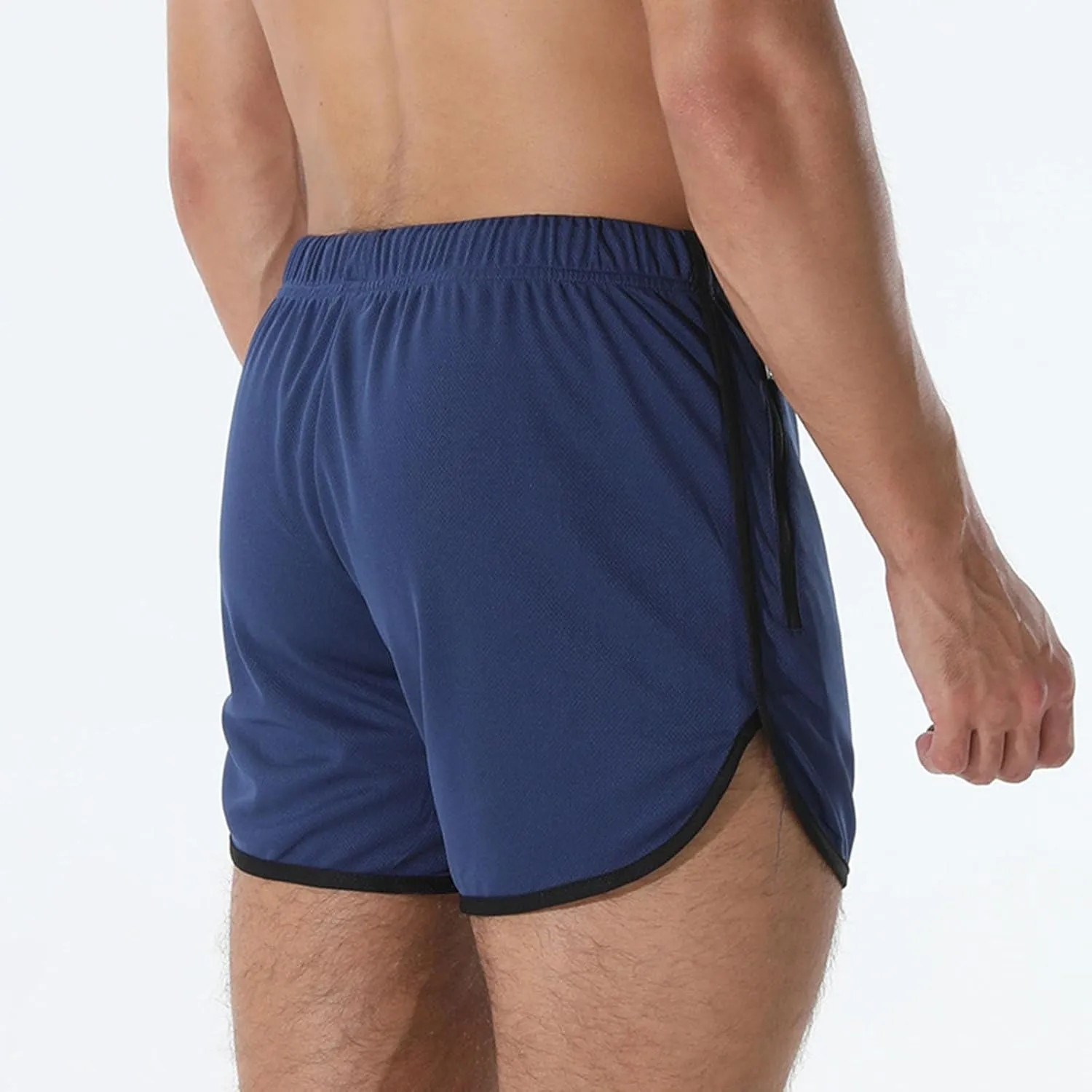 Mens Workout Shorts Athletic Lightweight Moisture Wicking 3 Inch Running Short Pants Mesh with Zipper Pockets Gym Beach