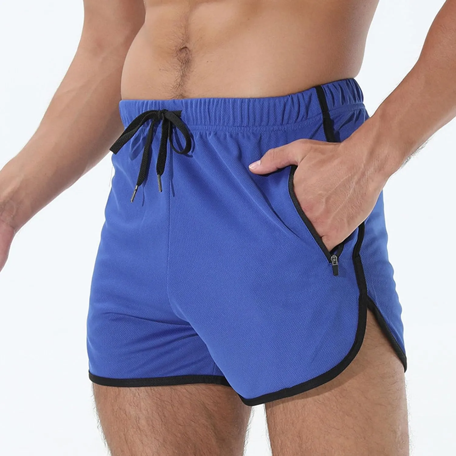 Mens Workout Shorts Athletic Lightweight Moisture Wicking 3 Inch Running Short Pants Mesh with Zipper Pockets Gym Beach