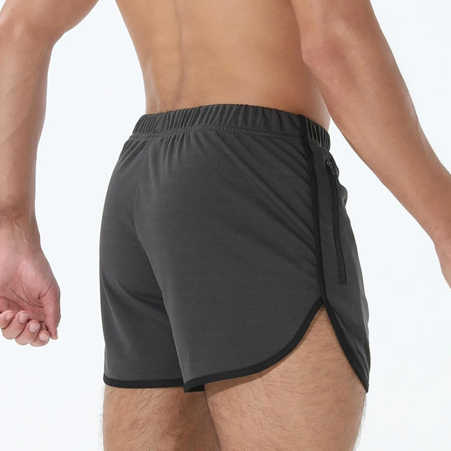 Mens Workout Shorts Athletic Lightweight Moisture Wicking 3 Inch Running Short Pants Mesh with Zipper Pockets Gym Beach