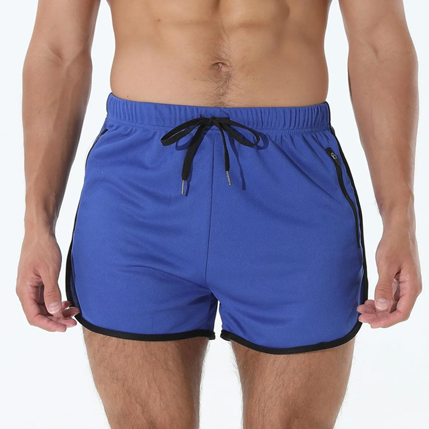 Mens Workout Shorts Athletic Lightweight Moisture Wicking 3 Inch Running Short Pants Mesh with Zipper Pockets Gym Beach