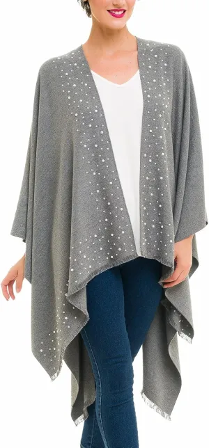 MIMOSITO Women's Shawl Wrap Poncho Ruana Cape Cardigan Sweater Open Front for Fall Winter