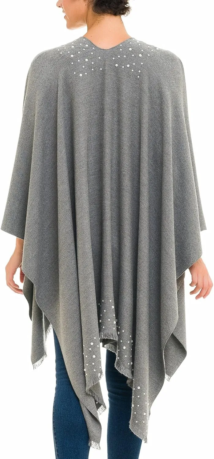 MIMOSITO Women's Shawl Wrap Poncho Ruana Cape Cardigan Sweater Open Front for Fall Winter