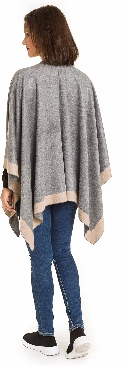 MIMOSITO Women's Shawl Wrap Poncho Ruana Cape Cardigan Sweater Open Front for Fall Winter