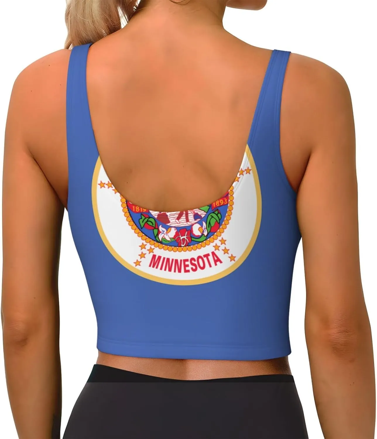 Minnesota State Flag Women's Sexy Sports Vest Sleeveless Athletic Gym T-Shirts Vest U-Shaped Back Quick Dry Top