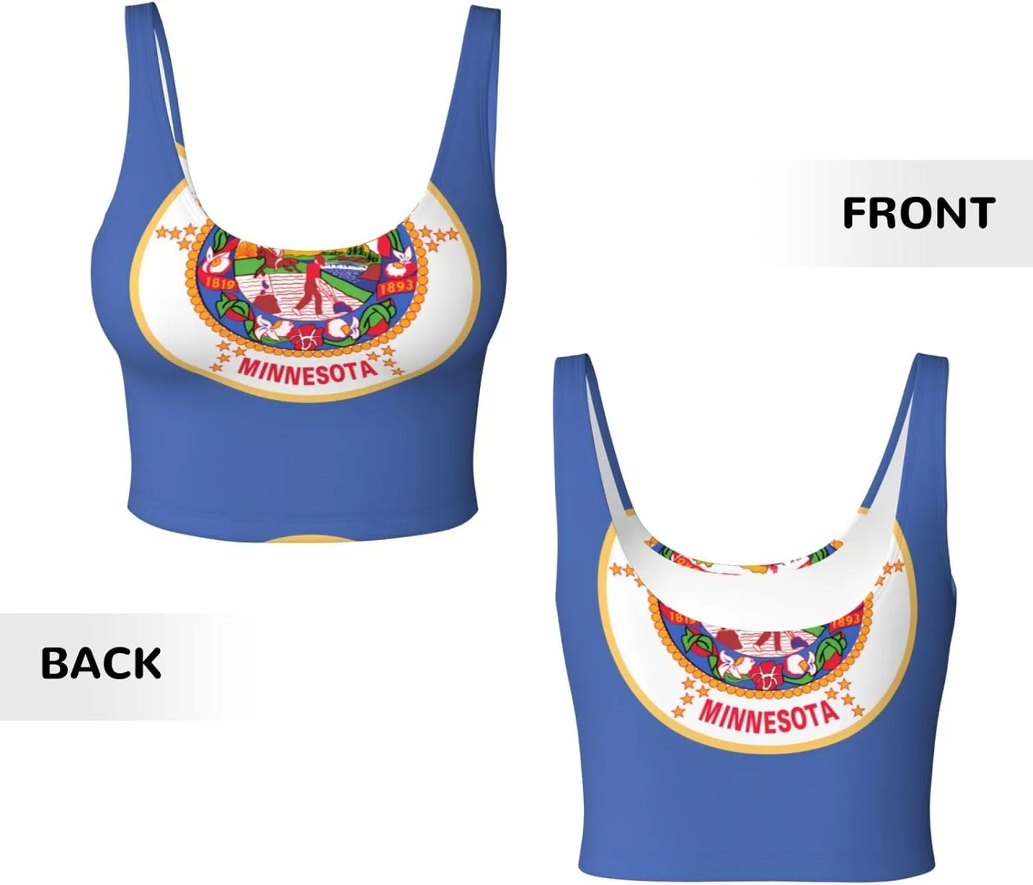 Minnesota State Flag Women's Sexy Sports Vest Sleeveless Athletic Gym T-Shirts Vest U-Shaped Back Quick Dry Top
