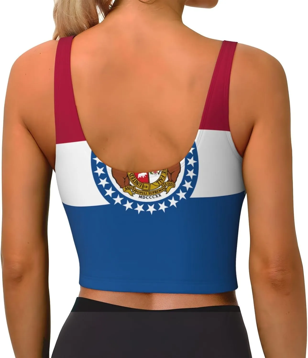 Missouri State Flag Women's Sexy Sports Vest Sleeveless Athletic Gym T-Shirts Vest U-Shaped Back Quick Dry Top